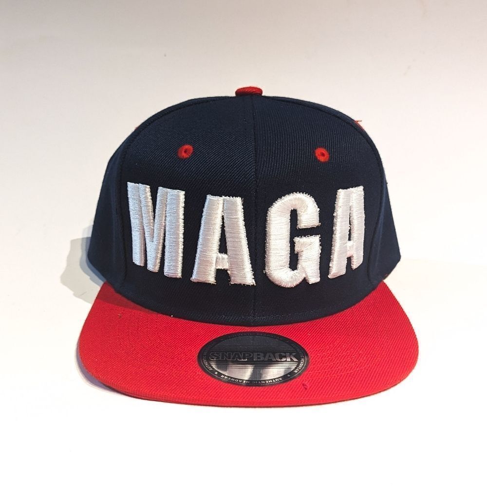 Red White & Blue MAGA Snapback Structured Flat Bill Hat Cap Make America Great